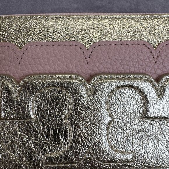 Tory Burch Metallic Gold Pink Full Zip Wallet - Picture 8 of 13